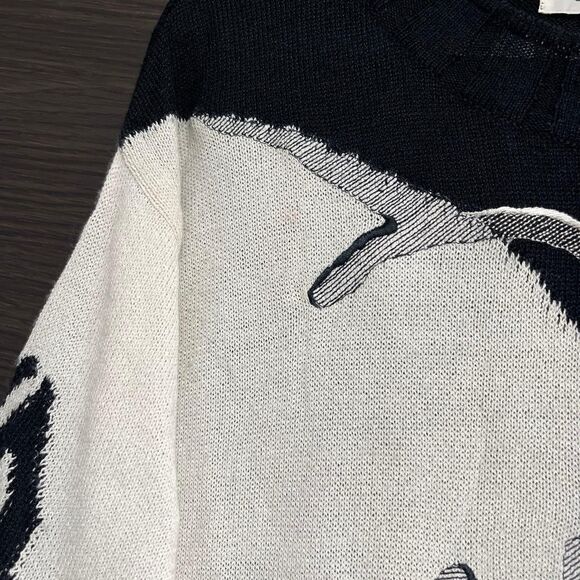 Iceberg Peanuts Sweater Snoopy Graphic Knit Black White Italy Women's Long XS S - Picture 3 of 4